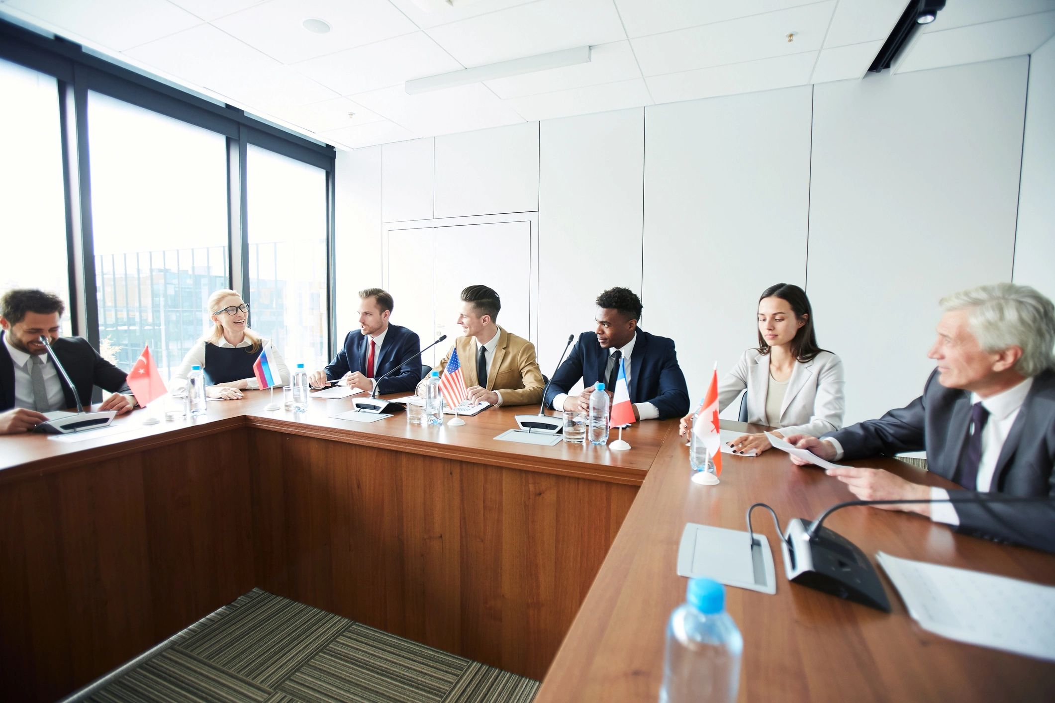 international corporate meeting modern office